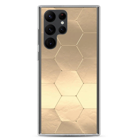 Soft Gold Honeycomb Style Flexible Clear Samsung Case Bump Resistant Corners CREATIVETECH