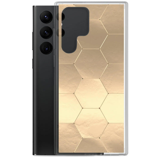 Soft Gold Honeycomb Style Flexible Clear Samsung Case Bump Resistant Corners CREATIVETECH