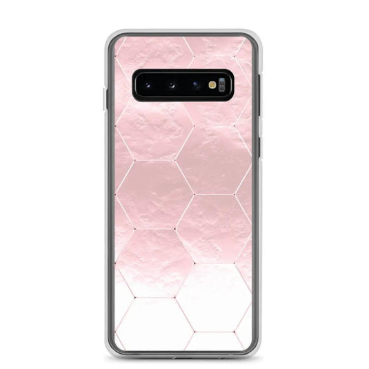 Soft Rose Gold Honeycomb Style Flexible Clear Samsung Case Bump Resistant Corners CREATIVETECH