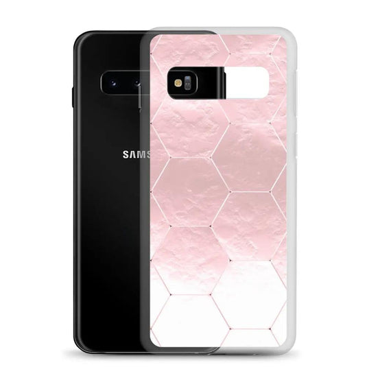 Soft Rose Gold Honeycomb Style Flexible Clear Samsung Case Bump Resistant Corners CREATIVETECH