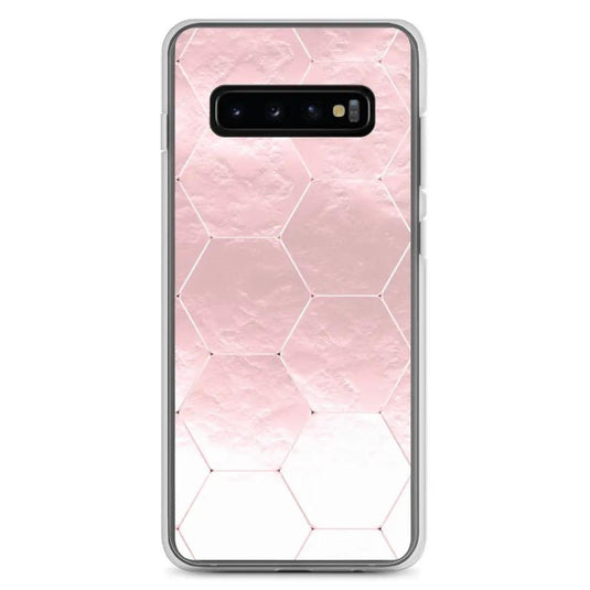Soft Rose Gold Honeycomb Style Flexible Clear Samsung Case Bump Resistant Corners CREATIVETECH