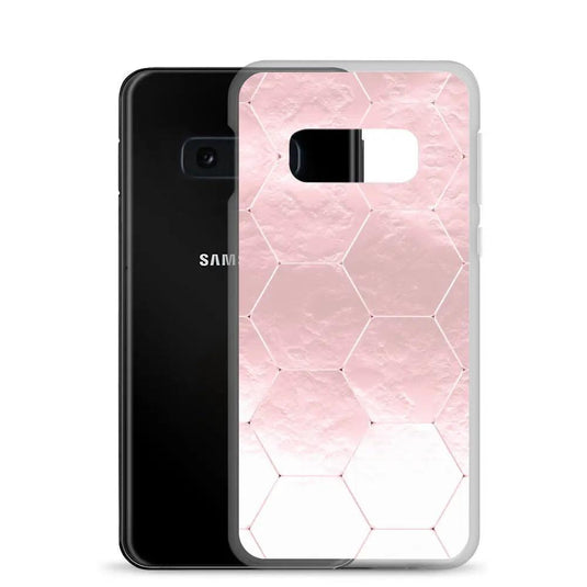 Soft Rose Gold Honeycomb Style Flexible Clear Samsung Case Bump Resistant Corners CREATIVETECH