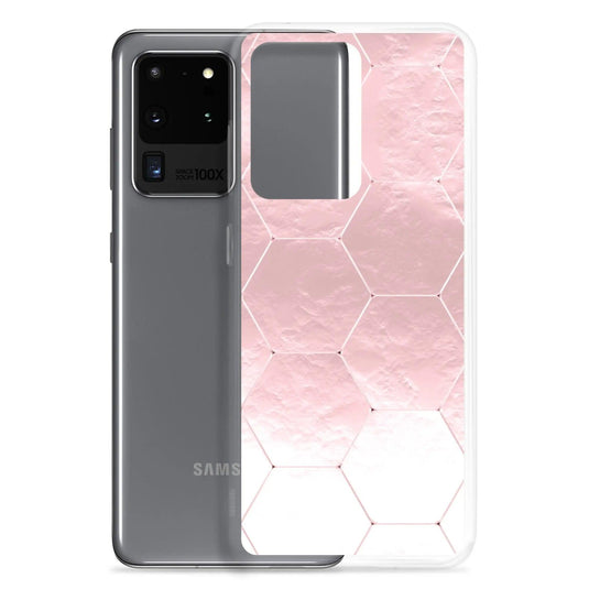 Soft Rose Gold Honeycomb Style Flexible Clear Samsung Case Bump Resistant Corners CREATIVETECH