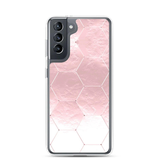 Soft Rose Gold Honeycomb Style Flexible Clear Samsung Case Bump Resistant Corners CREATIVETECH