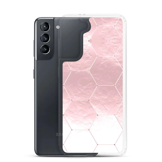 Soft Rose Gold Honeycomb Style Flexible Clear Samsung Case Bump Resistant Corners CREATIVETECH