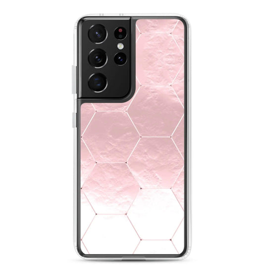 Soft Rose Gold Honeycomb Style Flexible Clear Samsung Case Bump Resistant Corners CREATIVETECH