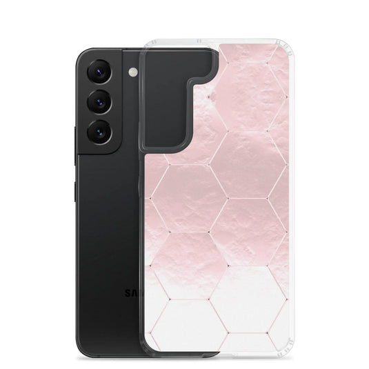 Soft Rose Gold Honeycomb Style Flexible Clear Samsung Case Bump Resistant Corners CREATIVETECH
