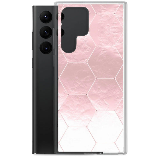 Soft Rose Gold Honeycomb Style Flexible Clear Samsung Case Bump Resistant Corners CREATIVETECH