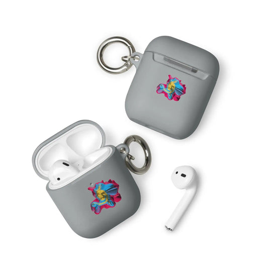 Warm Colorful Waves 2-in-1 Cool Shock Resistant Tough AirPods Case with Metal Carabiner CREATIVETECH
