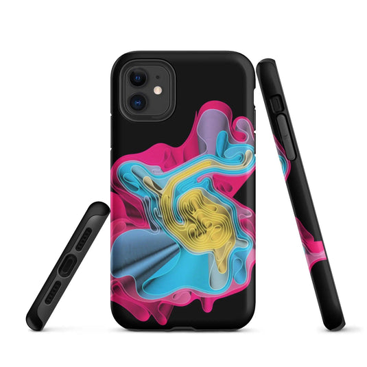 Warm Colorful Waves Double Layered Impact Resistant Tough iPhone Case 3D Wrap Matte or Glossy Finish CREATIVETECH