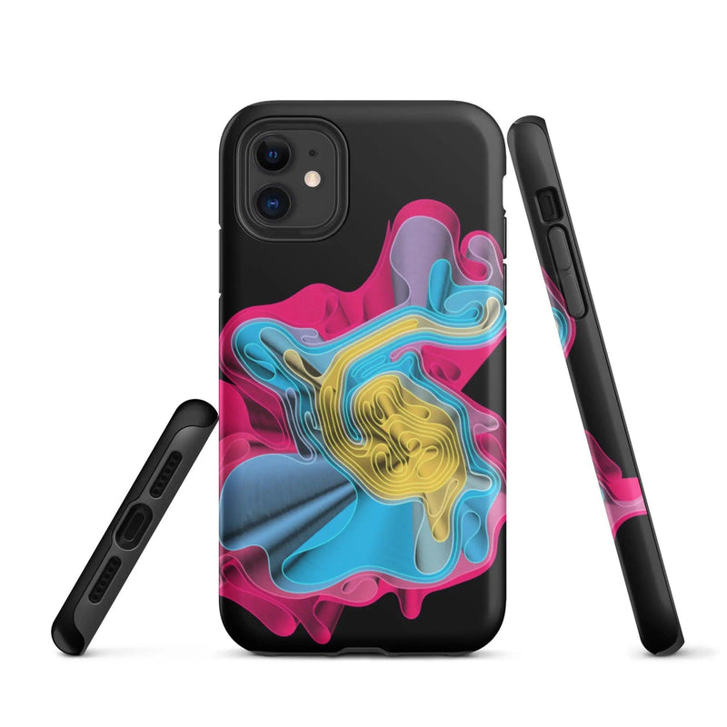 Load image into Gallery viewer, Warm Colorful Waves Double Layered Impact Resistant Tough iPhone Case 3D Wrap Matte or Glossy Finish CREATIVETECH