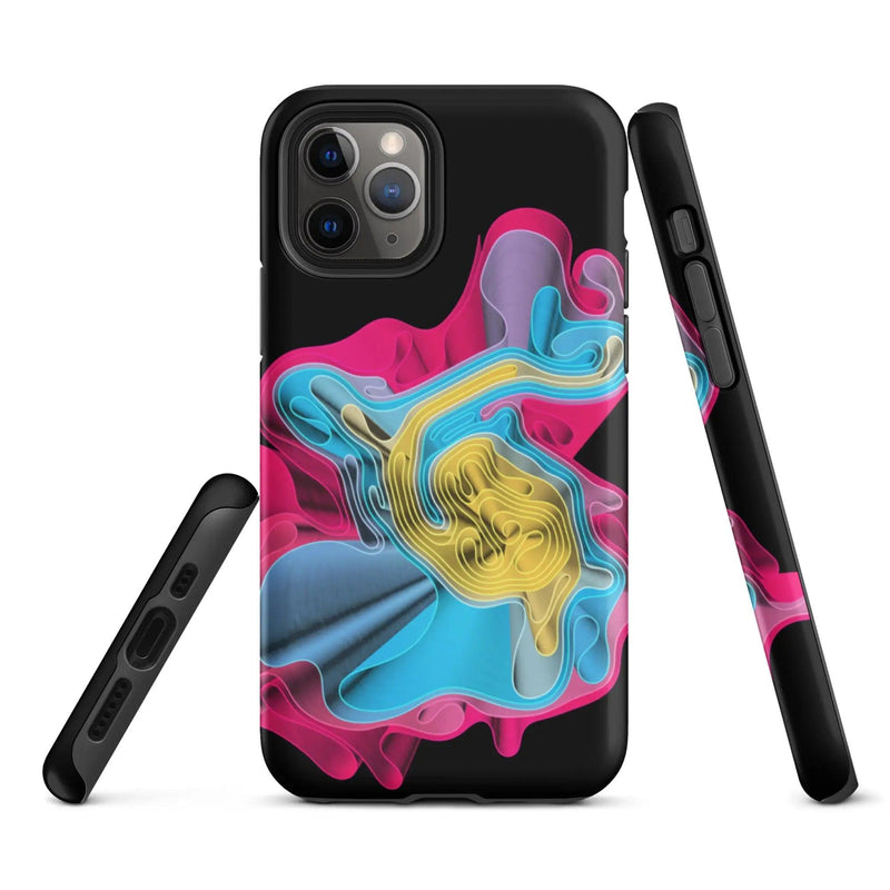 Load image into Gallery viewer, Warm Colorful Waves Double Layered Impact Resistant Tough iPhone Case 3D Wrap Matte or Glossy Finish CREATIVETECH