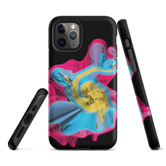 Warm Colorful Waves Double Layered Impact Resistant Tough iPhone Case 3D Wrap Matte or Glossy Finish CREATIVETECH