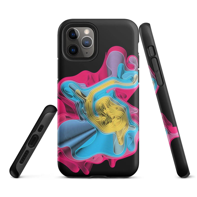 Load image into Gallery viewer, Warm Colorful Waves Double Layered Impact Resistant Tough iPhone Case 3D Wrap Matte or Glossy Finish CREATIVETECH