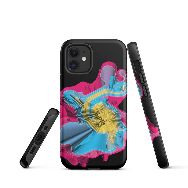 Load image into Gallery viewer, Warm Colorful Waves Double Layered Impact Resistant Tough iPhone Case 3D Wrap Matte or Glossy Finish CREATIVETECH