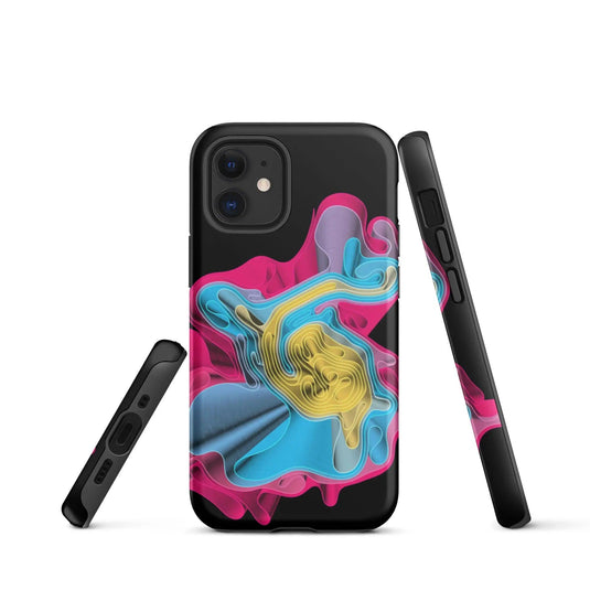 Warm Colorful Waves Double Layered Impact Resistant Tough iPhone Case 3D Wrap Matte or Glossy Finish CREATIVETECH