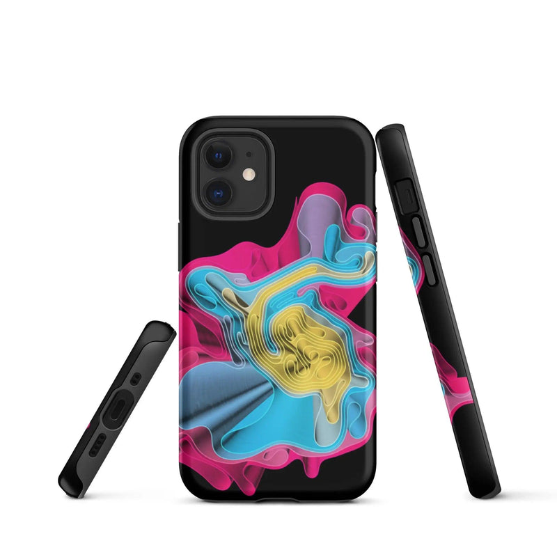 Load image into Gallery viewer, Warm Colorful Waves Double Layered Impact Resistant Tough iPhone Case 3D Wrap Matte or Glossy Finish CREATIVETECH