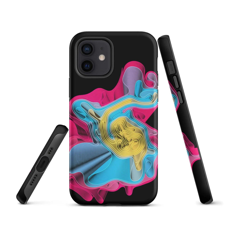 Load image into Gallery viewer, Warm Colorful Waves Double Layered Impact Resistant Tough iPhone Case 3D Wrap Matte or Glossy Finish CREATIVETECH
