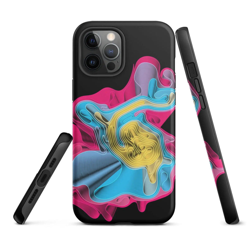 Load image into Gallery viewer, Warm Colorful Waves Double Layered Impact Resistant Tough iPhone Case 3D Wrap Matte or Glossy Finish CREATIVETECH