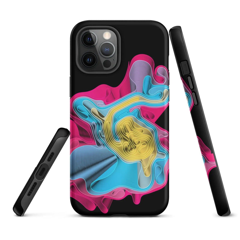 Load image into Gallery viewer, Warm Colorful Waves Double Layered Impact Resistant Tough iPhone Case 3D Wrap Matte or Glossy Finish CREATIVETECH