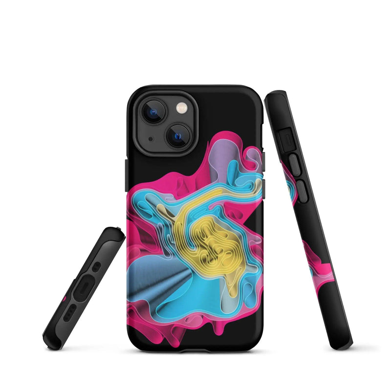Load image into Gallery viewer, Warm Colorful Waves Double Layered Impact Resistant Tough iPhone Case 3D Wrap Matte or Glossy Finish CREATIVETECH