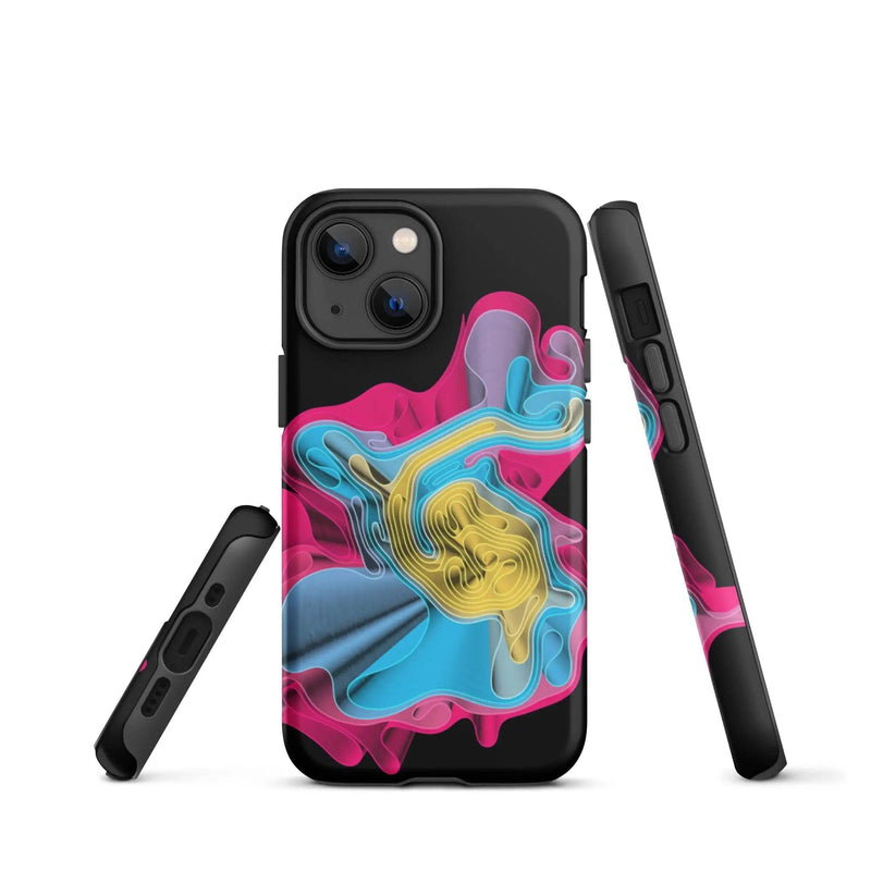 Load image into Gallery viewer, Warm Colorful Waves Double Layered Impact Resistant Tough iPhone Case 3D Wrap Matte or Glossy Finish CREATIVETECH