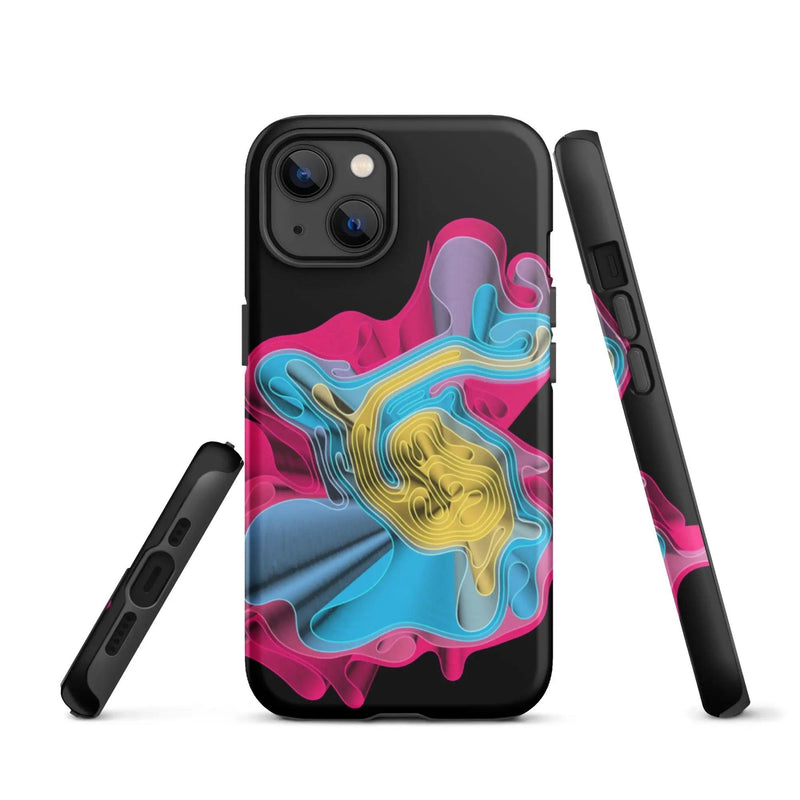 Load image into Gallery viewer, Warm Colorful Waves Double Layered Impact Resistant Tough iPhone Case 3D Wrap Matte or Glossy Finish CREATIVETECH