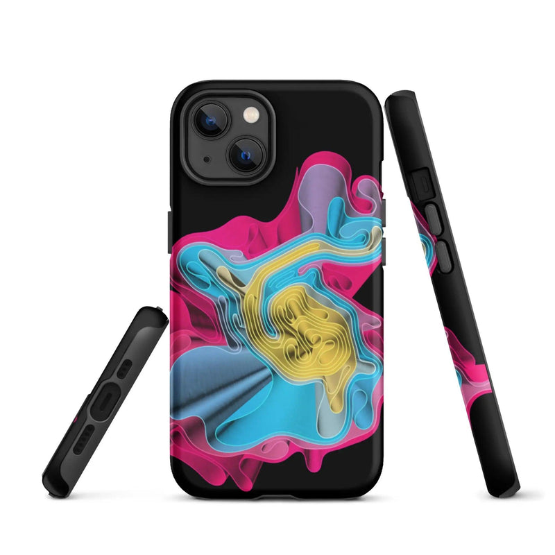 Load image into Gallery viewer, Warm Colorful Waves Double Layered Impact Resistant Tough iPhone Case 3D Wrap Matte or Glossy Finish CREATIVETECH