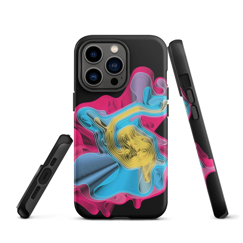 Load image into Gallery viewer, Warm Colorful Waves Double Layered Impact Resistant Tough iPhone Case 3D Wrap Matte or Glossy Finish CREATIVETECH