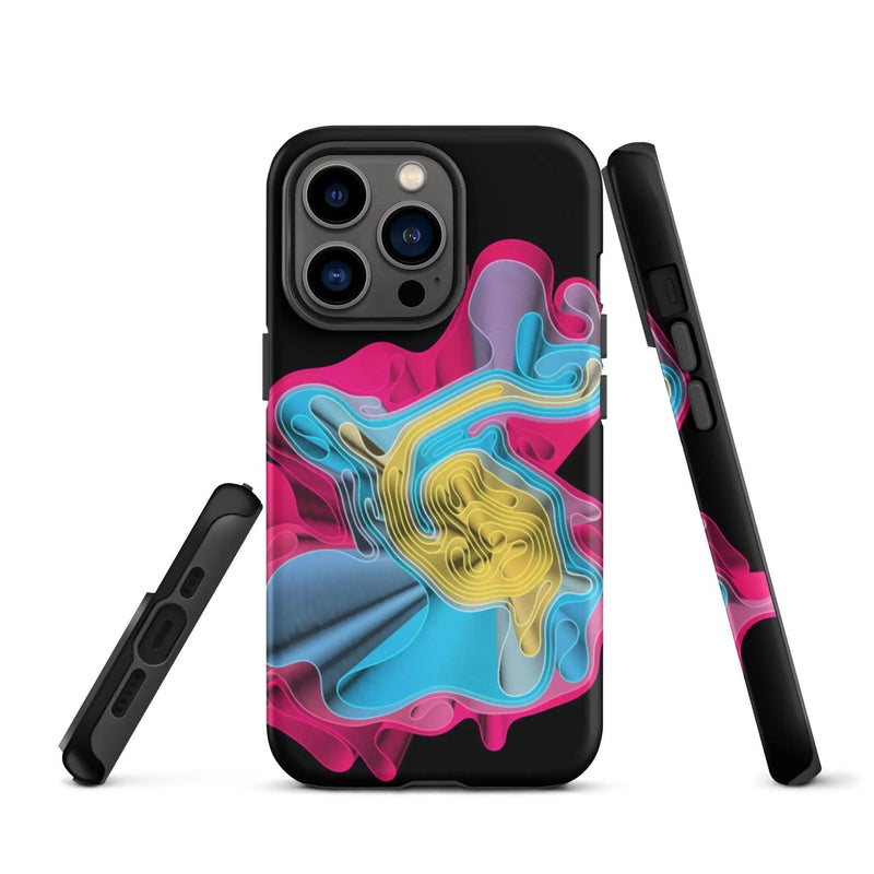 Load image into Gallery viewer, Warm Colorful Waves Double Layered Impact Resistant Tough iPhone Case 3D Wrap Matte or Glossy Finish CREATIVETECH