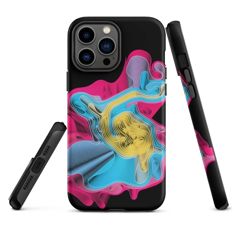 Load image into Gallery viewer, Warm Colorful Waves Double Layered Impact Resistant Tough iPhone Case 3D Wrap Matte or Glossy Finish CREATIVETECH