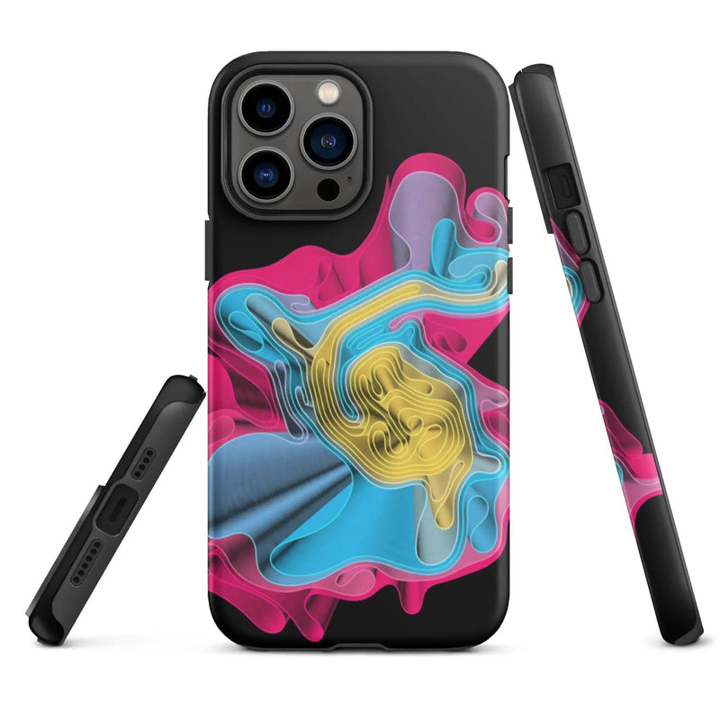Load image into Gallery viewer, Warm Colorful Waves Double Layered Impact Resistant Tough iPhone Case 3D Wrap Matte or Glossy Finish CREATIVETECH