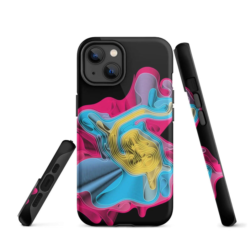 Load image into Gallery viewer, Warm Colorful Waves Double Layered Impact Resistant Tough iPhone Case 3D Wrap Matte or Glossy Finish CREATIVETECH