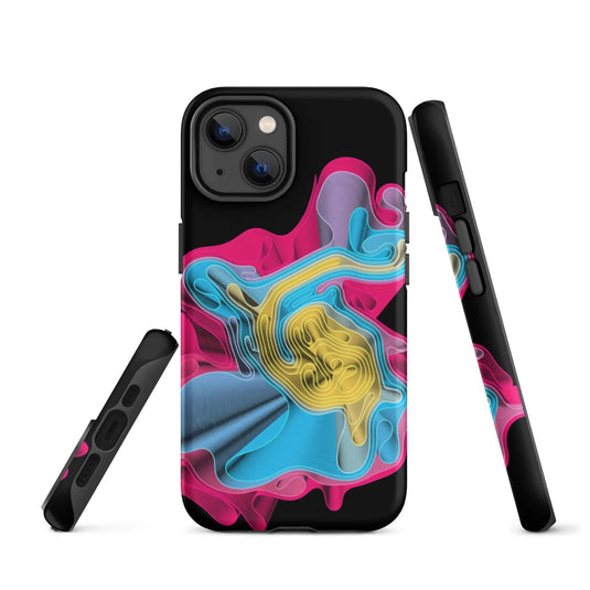 Warm Colorful Waves Double Layered Impact Resistant Tough iPhone Case 3D Wrap Matte or Glossy Finish CREATIVETECH