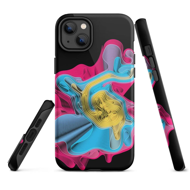 Load image into Gallery viewer, Warm Colorful Waves Double Layered Impact Resistant Tough iPhone Case 3D Wrap Matte or Glossy Finish CREATIVETECH