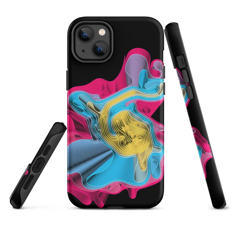 Load image into Gallery viewer, Warm Colorful Waves Double Layered Impact Resistant Tough iPhone Case 3D Wrap Matte or Glossy Finish CREATIVETECH