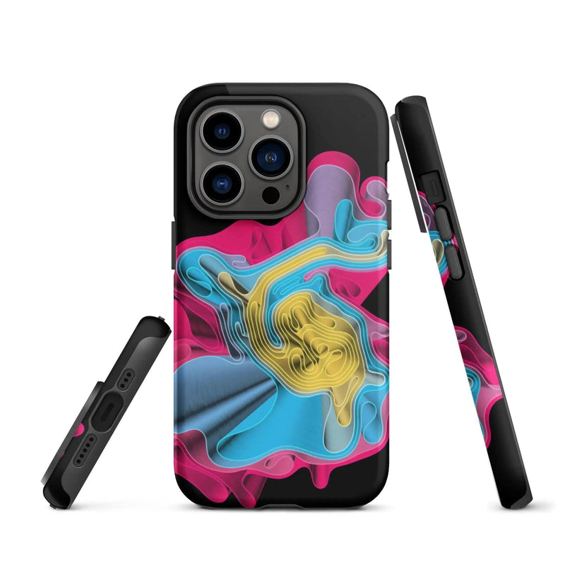Load image into Gallery viewer, Warm Colorful Waves Double Layered Impact Resistant Tough iPhone Case 3D Wrap Matte or Glossy Finish CREATIVETECH