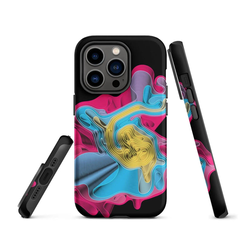 Load image into Gallery viewer, Warm Colorful Waves Double Layered Impact Resistant Tough iPhone Case 3D Wrap Matte or Glossy Finish CREATIVETECH