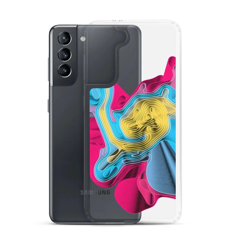 Load image into Gallery viewer, Warm Colorful Waves Flexible Clear Samsung Case Bump Resistant Corners CREATIVETECH
