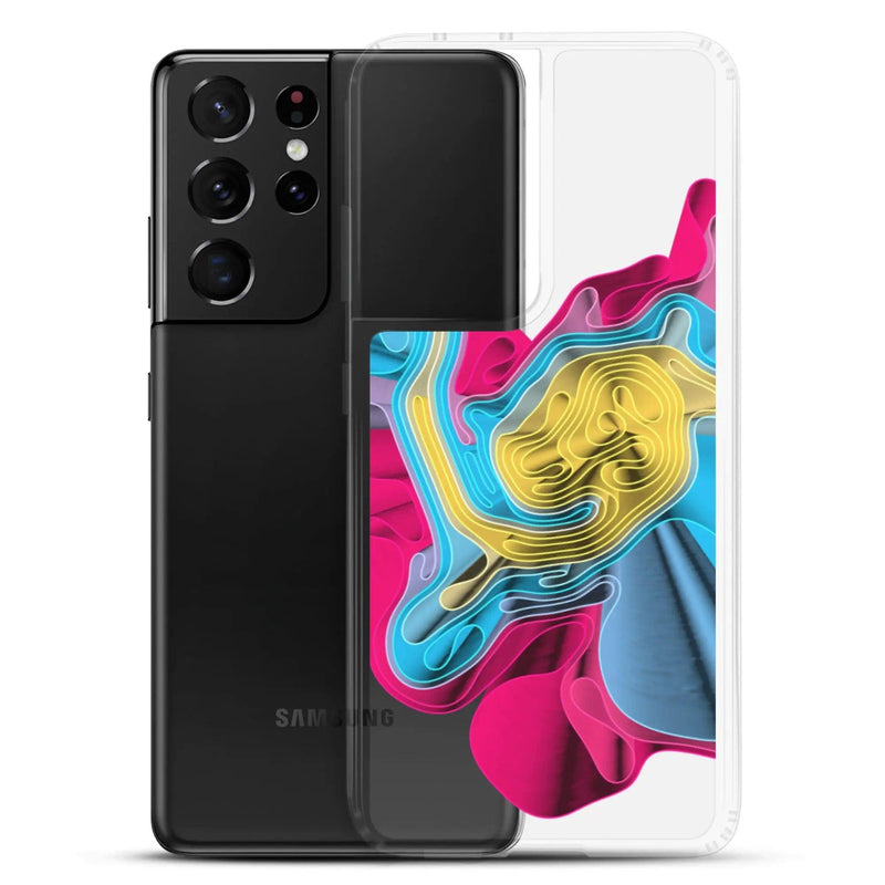 Load image into Gallery viewer, Warm Colorful Waves Flexible Clear Samsung Case Bump Resistant Corners CREATIVETECH