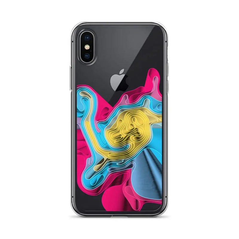 Load image into Gallery viewer, Warm Colorful Waves Flexible Clear iPhone Case Bump Resistant Corners CREATIVETECH
