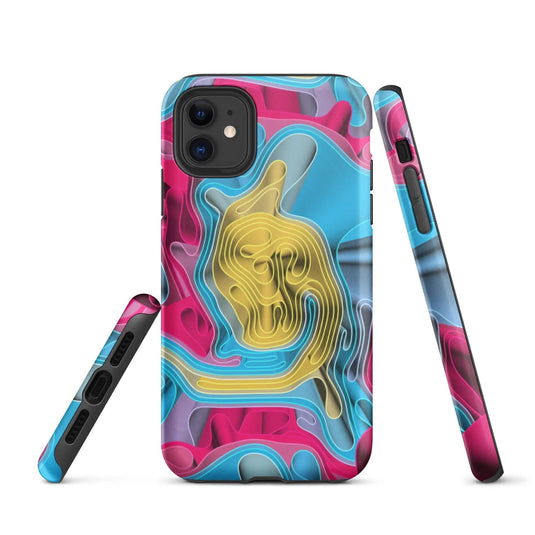 Warm Colorful Waves Variation Double Layered Impact Resistant Tough iPhone Case 3D Wrap Matte or Glossy Finish CREATIVETECH