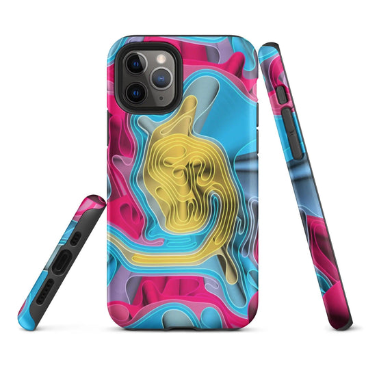 Warm Colorful Waves Variation Double Layered Impact Resistant Tough iPhone Case 3D Wrap Matte or Glossy Finish CREATIVETECH