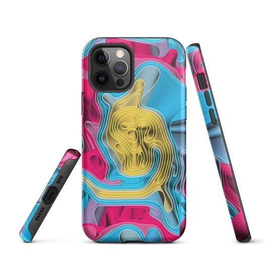 Warm Colorful Waves Variation Double Layered Impact Resistant Tough iPhone Case 3D Wrap Matte or Glossy Finish CREATIVETECH