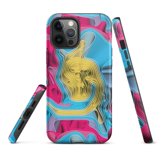 Warm Colorful Waves Variation Double Layered Impact Resistant Tough iPhone Case 3D Wrap Matte or Glossy Finish CREATIVETECH