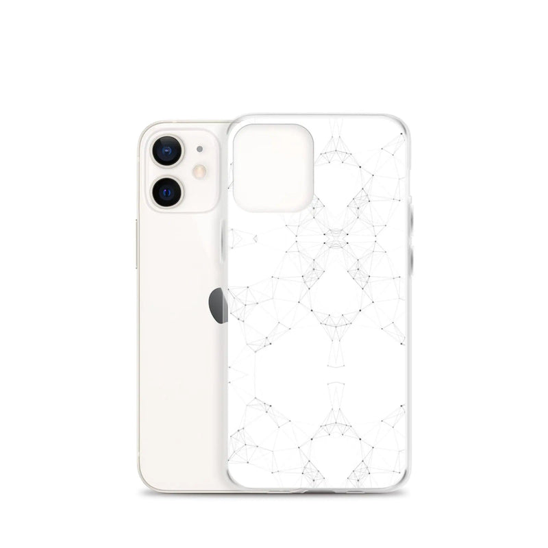 Load image into Gallery viewer, White Black Cyber Polygon Flexible Clear iPhone Case Bump Resistant Corners CREATIVETECH
