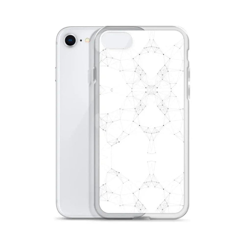 Load image into Gallery viewer, White Black Cyber Polygon Flexible Clear iPhone Case Bump Resistant Corners CREATIVETECH