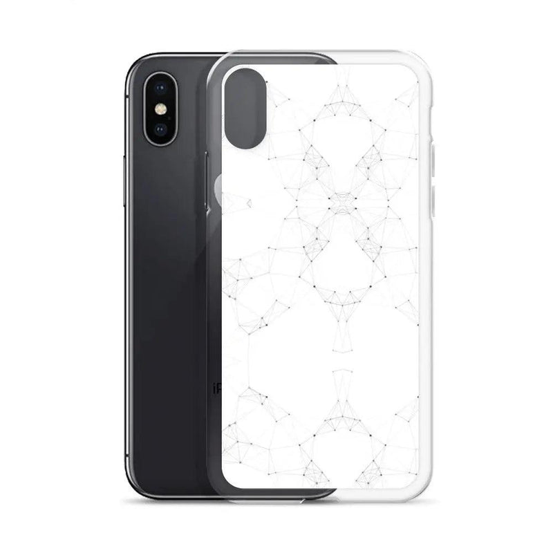 Load image into Gallery viewer, White Black Cyber Polygon Flexible Clear iPhone Case Bump Resistant Corners CREATIVETECH