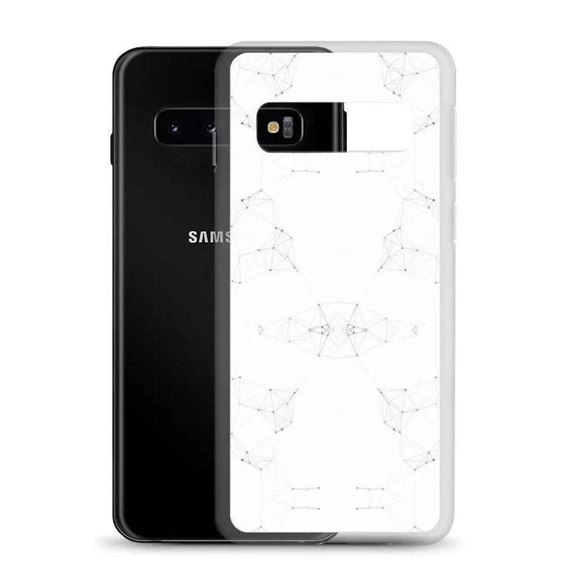 Load image into Gallery viewer, White Cyber Polygon Flexible Clear Samsung Case Bump Resistant Corners CREATIVETECH