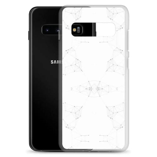 White Cyber Polygon Flexible Clear Samsung Case Bump Resistant Corners CREATIVETECH